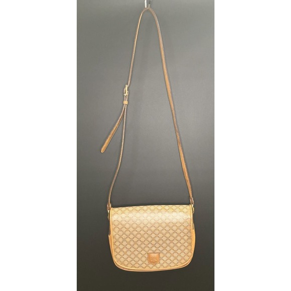 CELINE‎ Macadam Crossbody Bag Shoulder Bag Beige/Brown PVC Leather Pre-owned - Picture 1 of 10